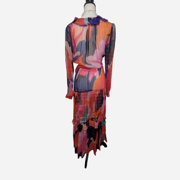 ANTHROPOLOGIE Women's The Marais Printed Tiered Maxi Dress Size Medium In Pink - Picture 5 of 14